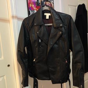 H&M Womens Faux Leather Moto Jacket
